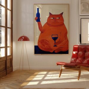 Cat with Wine Art Print