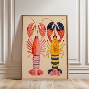Colorful Lobster Coastal Poster