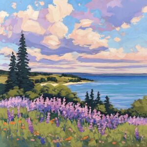 Lupines Landscape Art Print