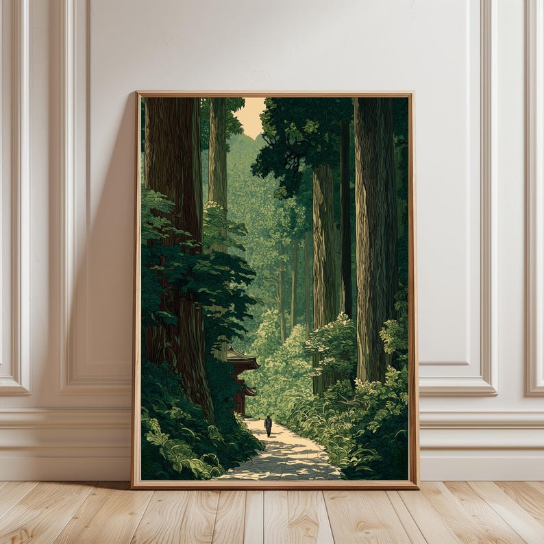il_794xN.7731310396_4an5.jpg Vintage Japanese Forest Poster - Image 1