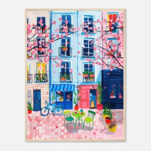 Paris Café Cherry Blossom Print